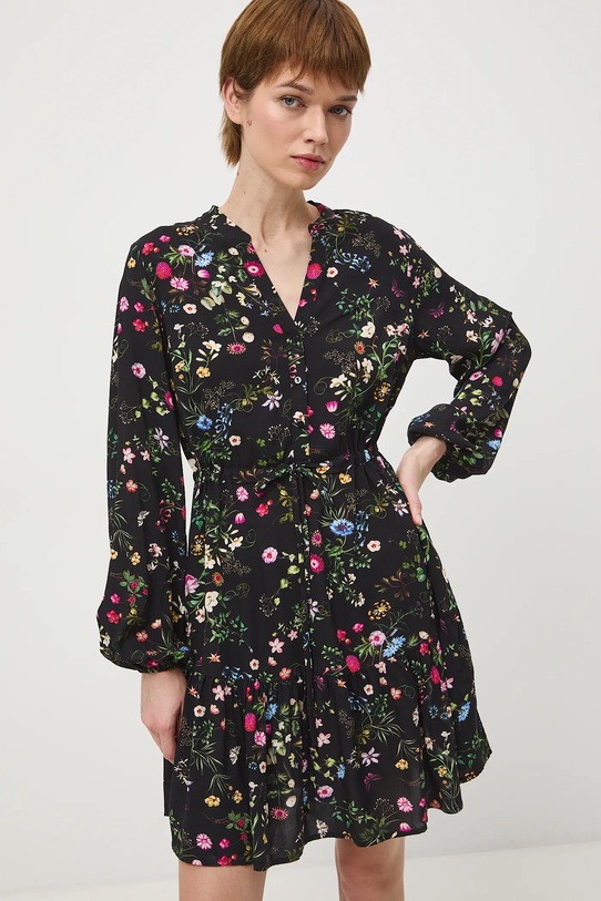 Sukienka damska mini z wiskozy wzorzysta RS26-SUD031 czarny RS26