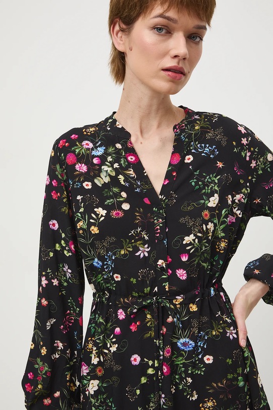 Sukienka damska mini z wiskozy wzorzysta czarny RS26-SUD031