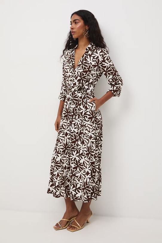 Medicine sukienka koszulowa z wiskozy RS26-SUD050 beżowy RS26