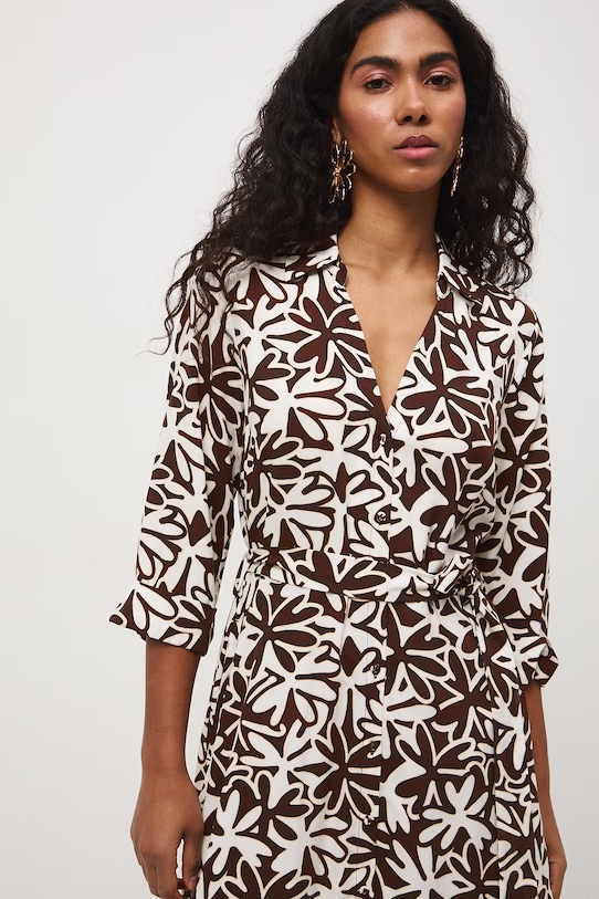 Sukienka koszulowa z wiskozy beżowy RS26-SUD050