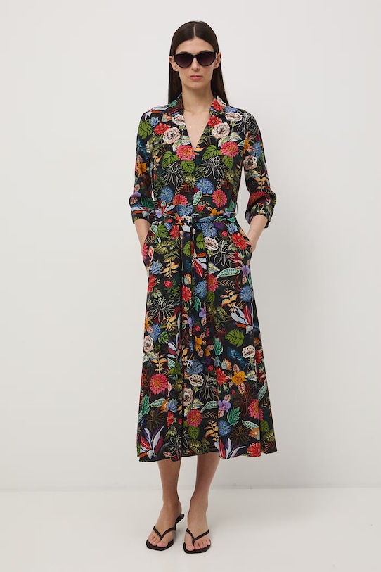 Medicine sukienka koszulowa z wiskozy RS26-SUD050 czarny RS26