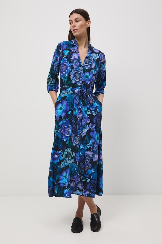 Sukienka koszulowa z wiskozy RS26-SUD050 czarny RS26