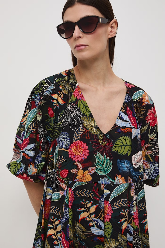 Medicine sukienka oversize z wiskozy czarny RS26-SUD052