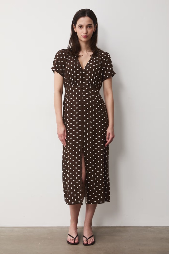 Medicine sukienka z wiskozy RS26-SUD070 brązowy RS26