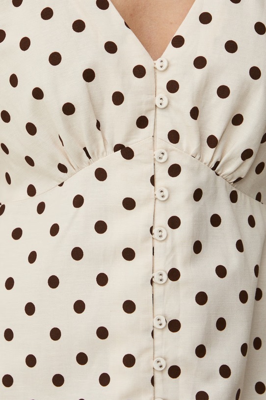 Sukienka rozkloszowana z dodatkiem lnu RS26-SUD071 beżowy