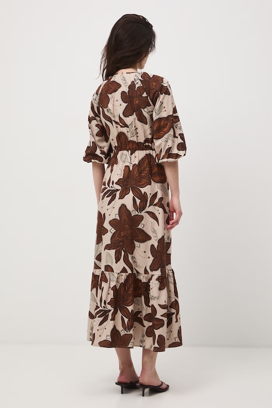 Odzież Medicine sukienka rozkloszowana z dodatkiem lnu RS26-SUD071 beżowy