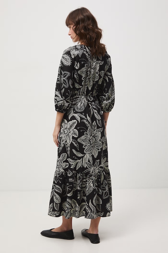 Ruházat Medicine kiszélesedő ruha vászonnal RS26-SUD071 fekete