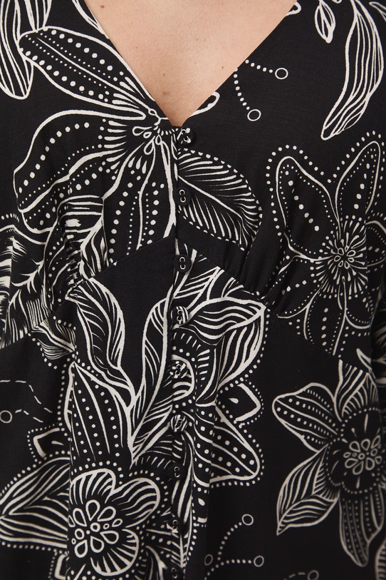 Sukienka rozkloszowana z dodatkiem lnu RS26-SUD071 czarny