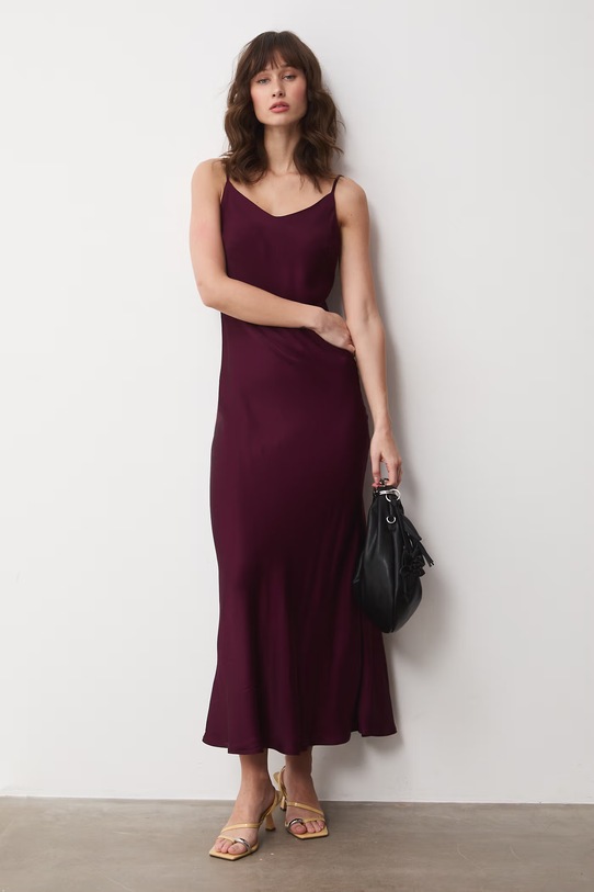 Medicine sukienka z wiskozy bordowy RS26-SUD072