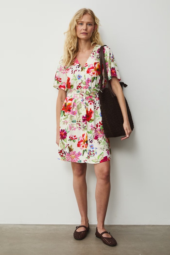 Medicine sukienka z wiskozy RS26-SUD073 beżowy RS26