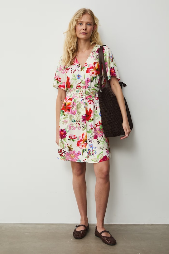 Medicine sukienka z wiskozy RS26-SUD073 beżowy RS26