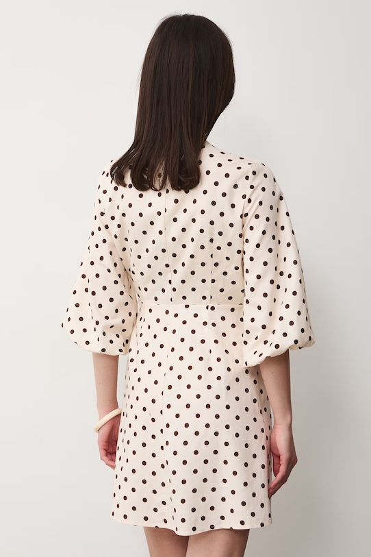 Oblečenie Šaty s rozšíreným strihom s prímesou ľanu RS26-SUD074 béžová