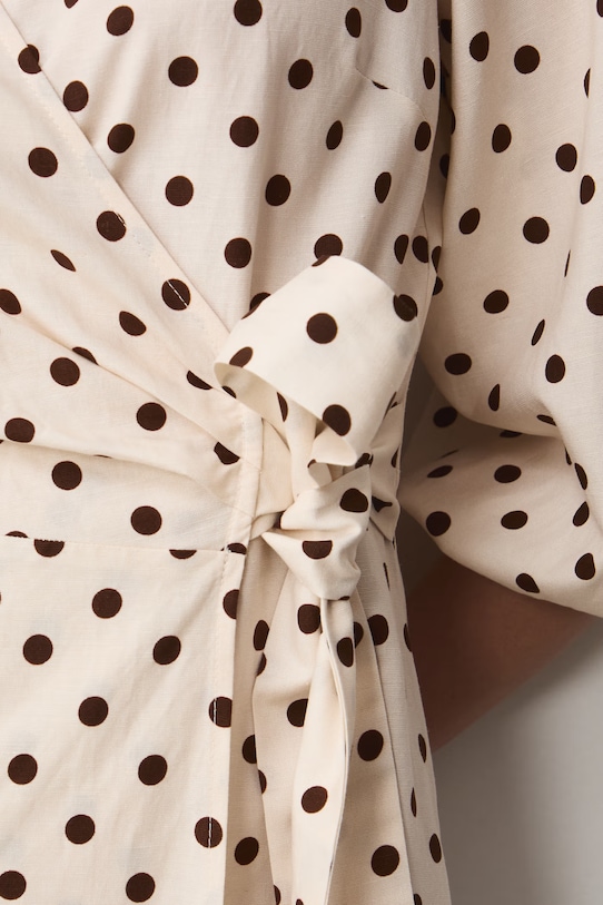 Šaty s rozšíreným strihom s prímesou ľanu RS26-SUD074 béžová