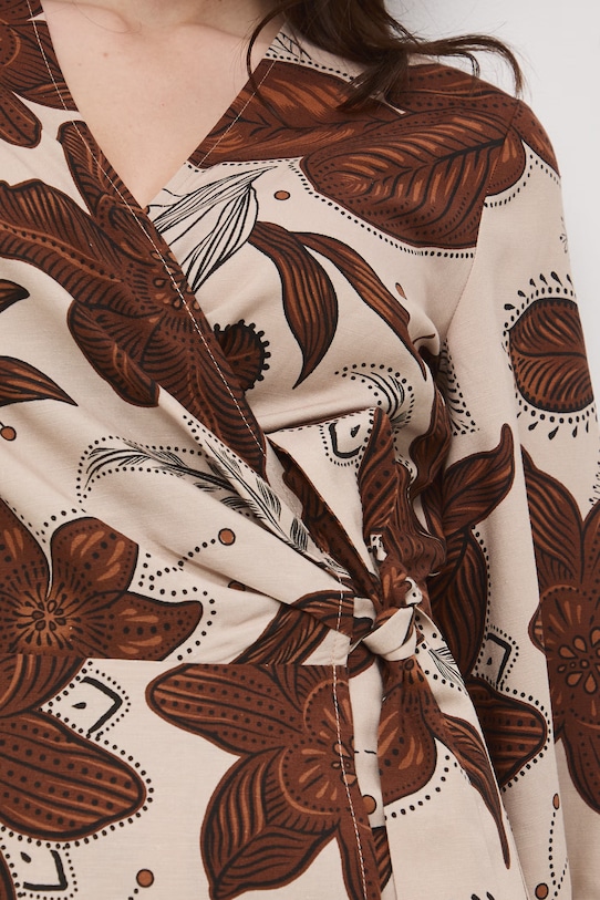 Medicine sukienka rozkloszowana z dodatkiem lnu RS26-SUD074 beżowy