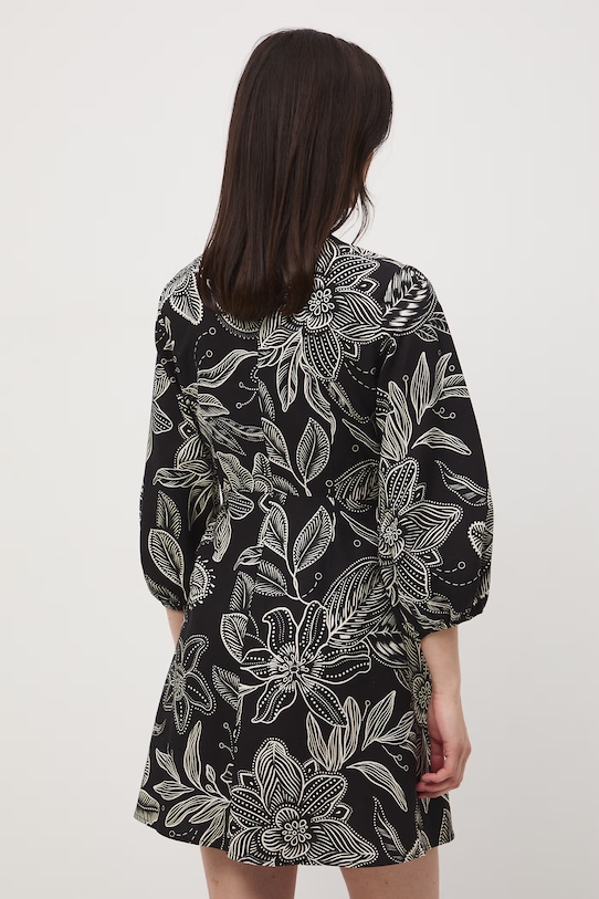 Odzież Medicine sukienka rozkloszowana z dodatkiem lnu RS26-SUD074 czarny