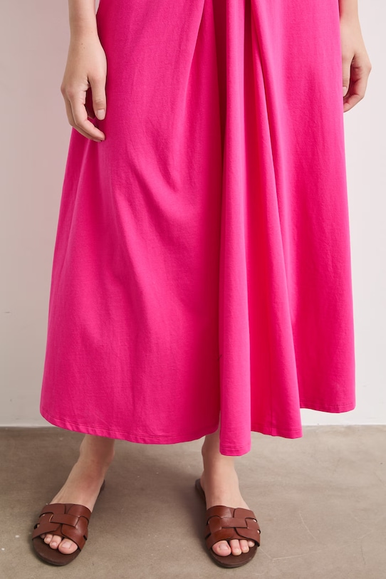 Sukienka rozkloszowana bawełniana z elastanem gładka RS26-SUD090 różowy