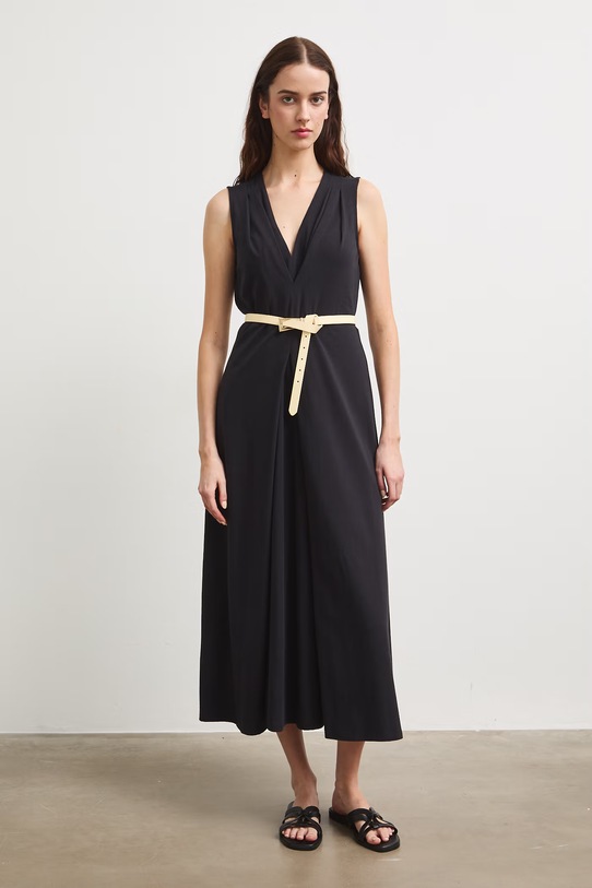 Sukienka rozkloszowana bawełniana z elastanem gładka RS26-SUD090 czarny RS26