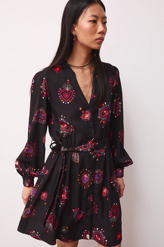 Sukienka damska z kolekcji Valentine’s Day rozkloszowany multicolor RS26-SUD283