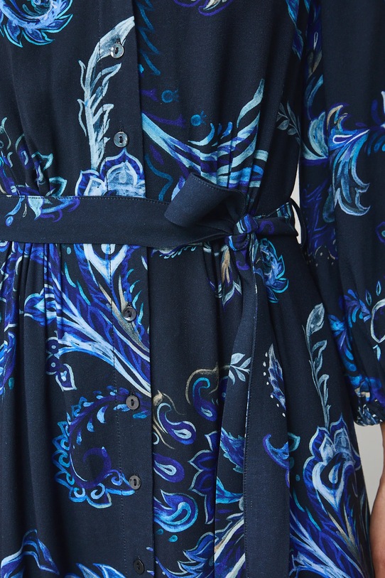 Sukienka damska midi z wiskozy wzorzysta RS26-SUD301 granatowy