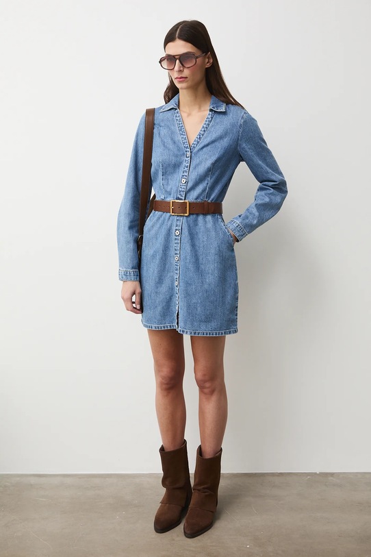 Sukienka jeansowa damska mini RS26-SUD308 niebieski RS26