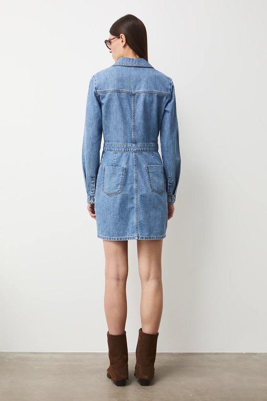 Odzież Sukienka jeansowa damska mini RS26-SUD308 niebieski