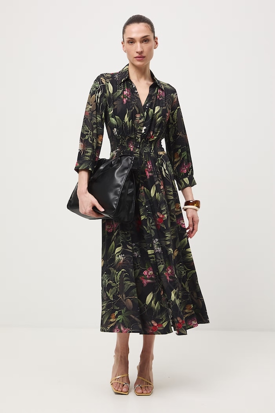 Medicine sukienka rozkloszowana z wiskozy czarny RS26-SUD502