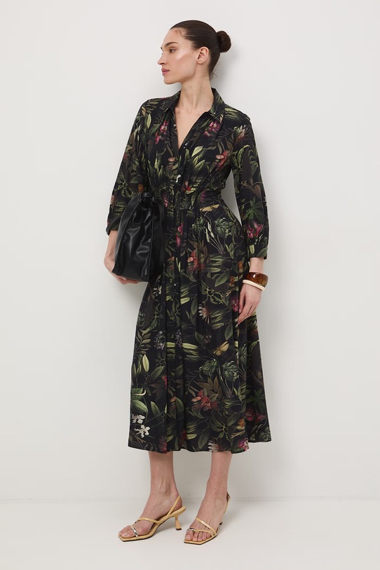 Medicine sukienka rozkloszowana z wiskozy RS26-SUD502 czarny RS26