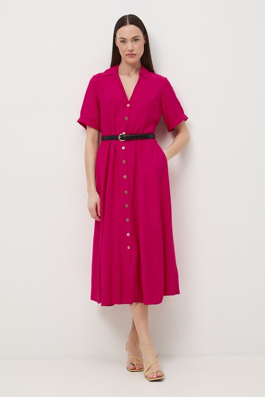 Sukienka rozkloszowana z wiskozą różowy RS26-SUD601