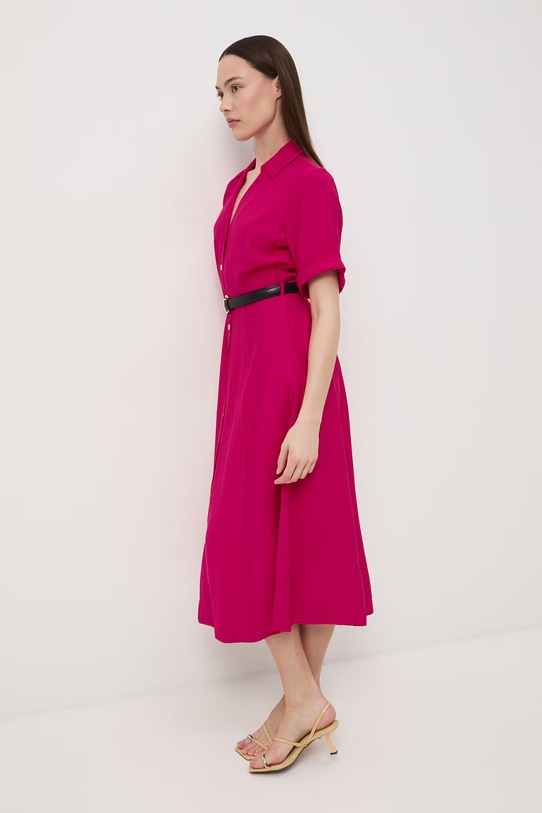 Sukienka rozkloszowana z wiskozą RS26-SUD601 różowy RS26