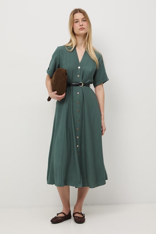 Medicine sukienka rozkloszowana z wiskozą zielony RS26-SUD601