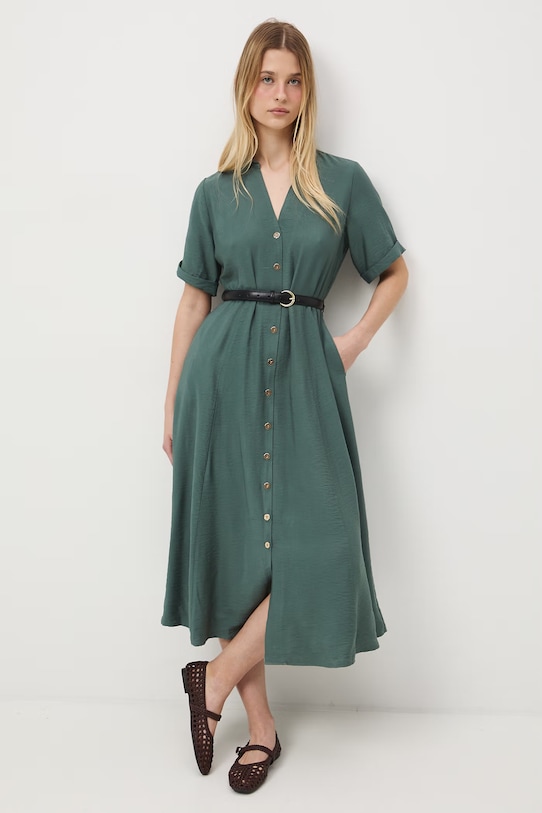 Medicine sukienka rozkloszowana z wiskozą RS26-SUD601 zielony RS26