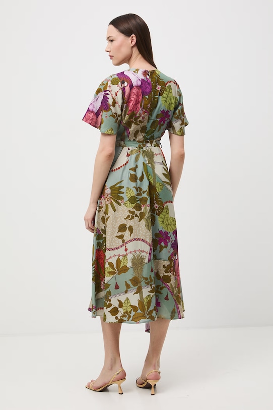 Medicine sukienka kopertowa z domieszką lnu multicolor RS26-SUD650