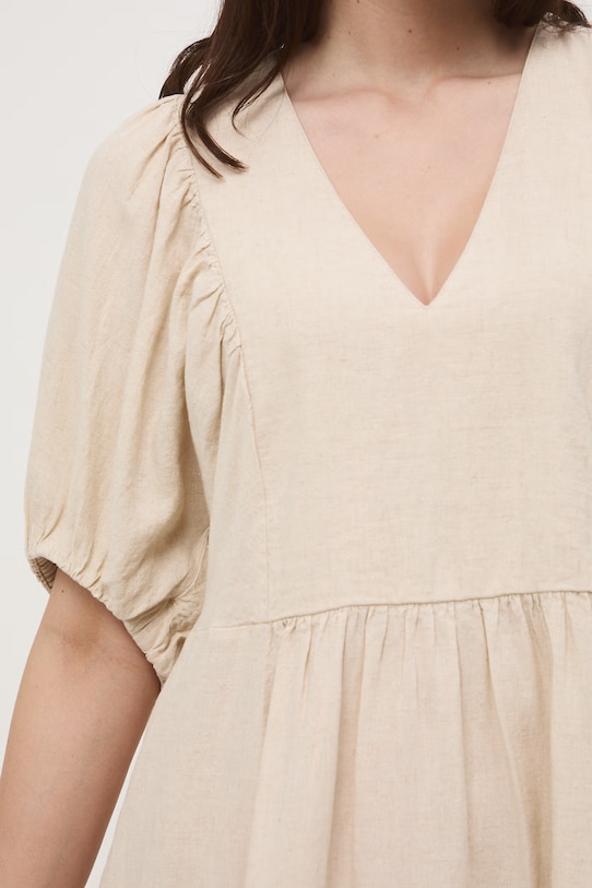 Sukienka oversize z lnem RS26-SUD700 beżowy