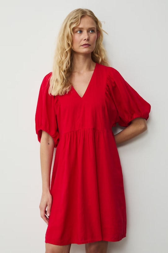 Medicine sukienka oversize z lnem RS26-SUD700 czerwony RS26