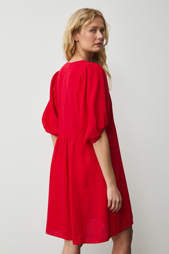 Odzież Sukienka oversize z lnem RS26-SUD700 czerwony