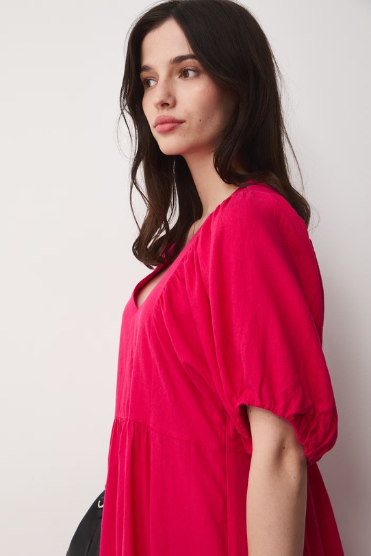 Sukienka oversize z lnem różowy RS26-SUD700