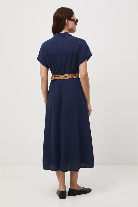 Odzież Medicine sukienka rozkloszowana z lnem RS26-SUD701 granatowy