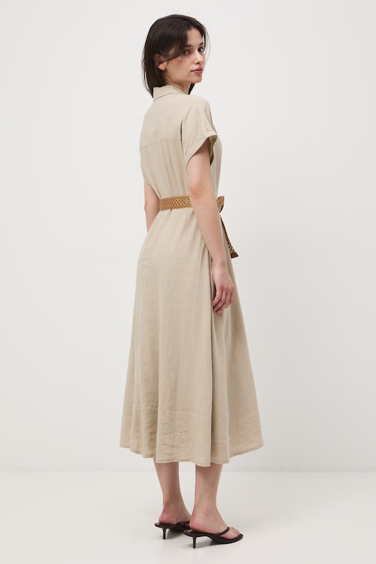 Odzież Medicine sukienka rozkloszowana z lnem RS26-SUD701 beżowy
