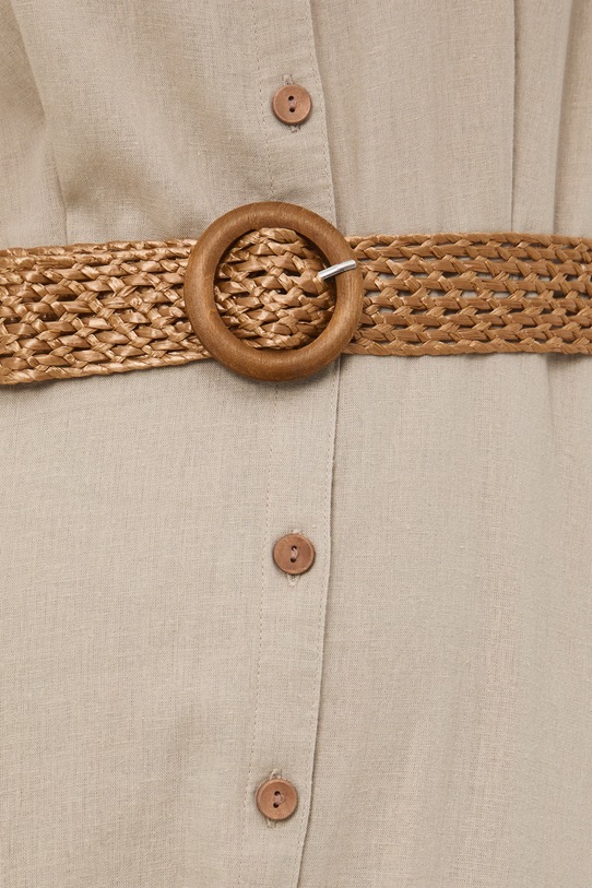 Medicine sukienka rozkloszowana z lnem RS26-SUD701 beżowy