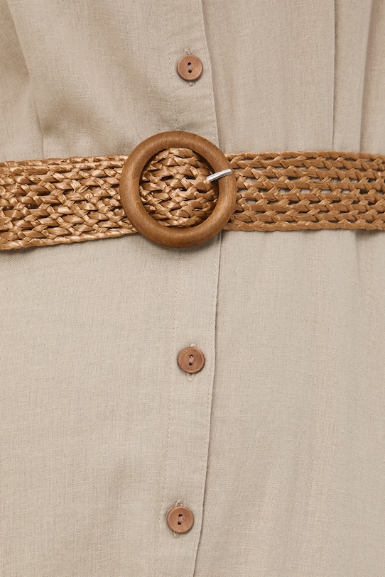 Medicine sukienka rozkloszowana z lnem RS26-SUD701 beżowy