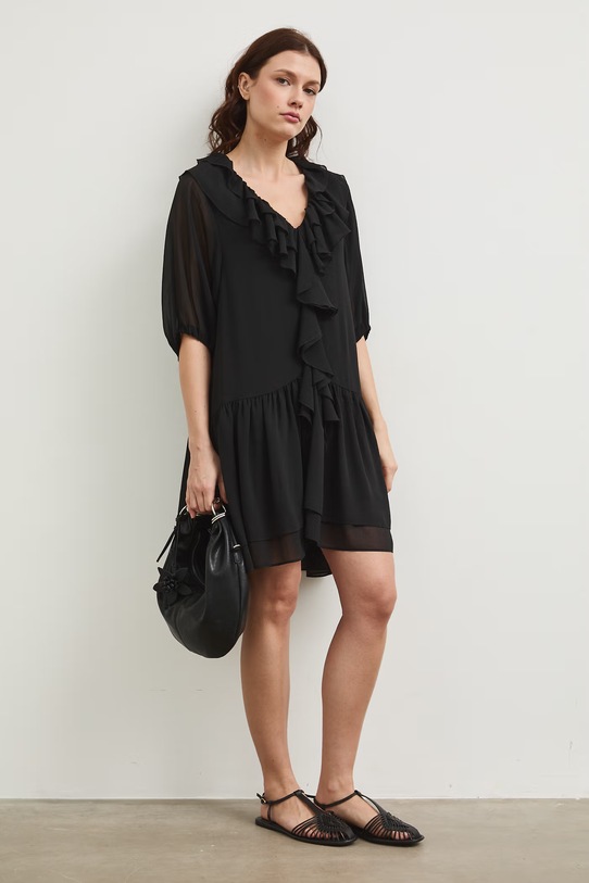 Sukienka z falbankami RS26-SUD800 czarny RS26