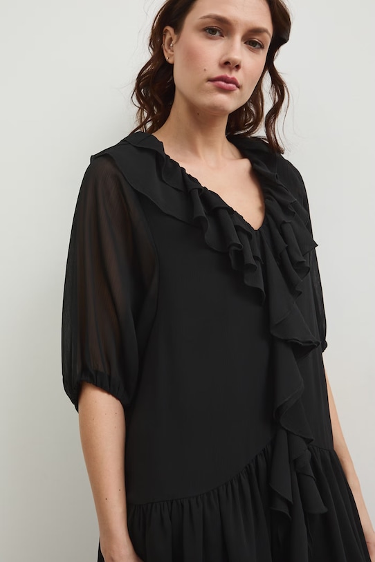 Sukienka z falbankami czarny RS26-SUD800