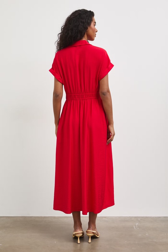 Sukienka rozkloszowana z wiskozą RS26-SUD803 czerwony RS26