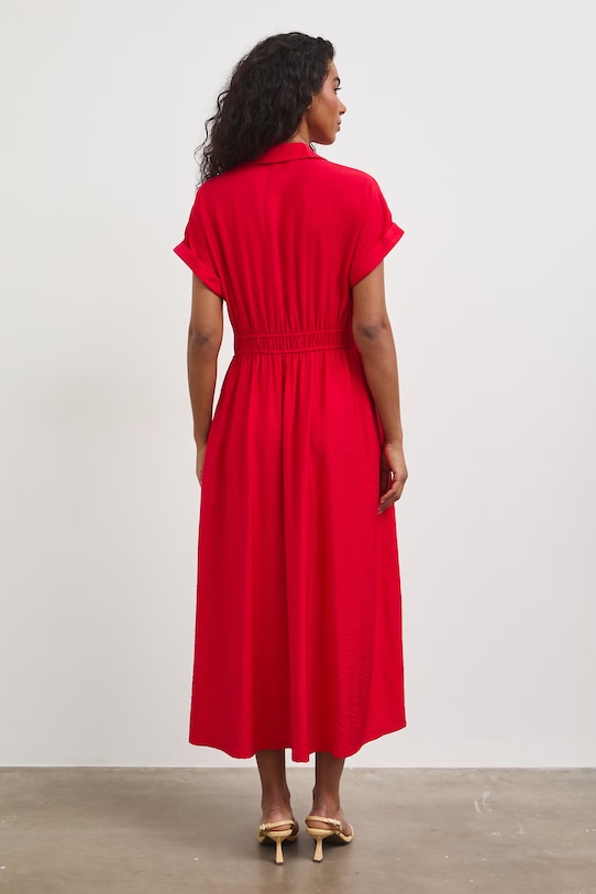 Sukienka rozkloszowana z wiskozą RS26-SUD803 czerwony RS26