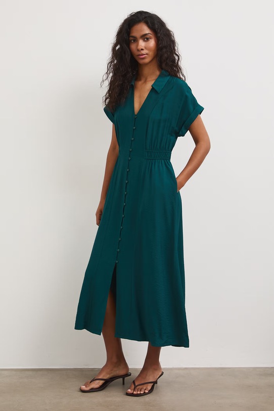 Šaty s rozšíreným strihom s viskózou RS26-SUD803 tyrkysová RS26