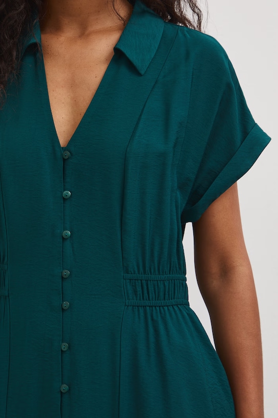 Šaty s rozšíreným strihom s viskózou RS26-SUD803 tyrkysová