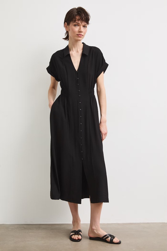 Sukienka rozkloszowana z wiskozą RS26-SUD803 czarny RS26