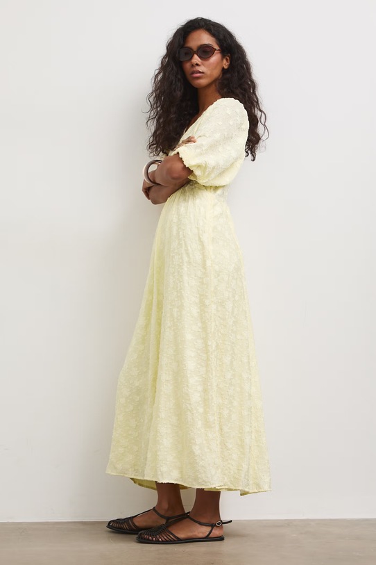 Sukienka rozkloszowana z wiskozą RS26-SUD804 żółty RS26