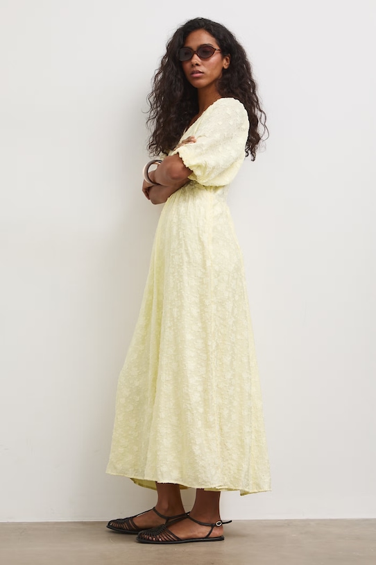 šaty s rozšíreným strihom s viskózou RS26-SUD804 žltá RS26