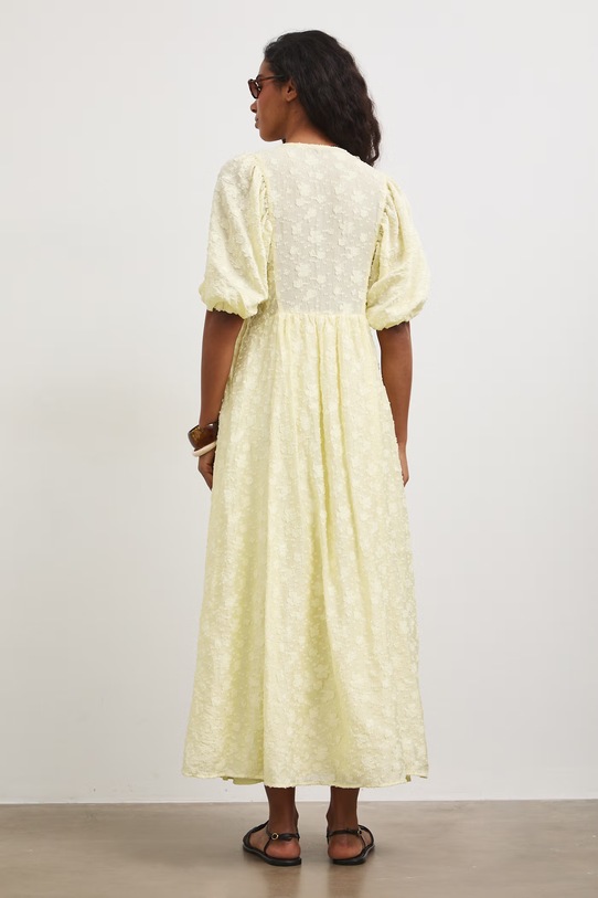 Odzież Sukienka rozkloszowana z wiskozą RS26-SUD804 żółty